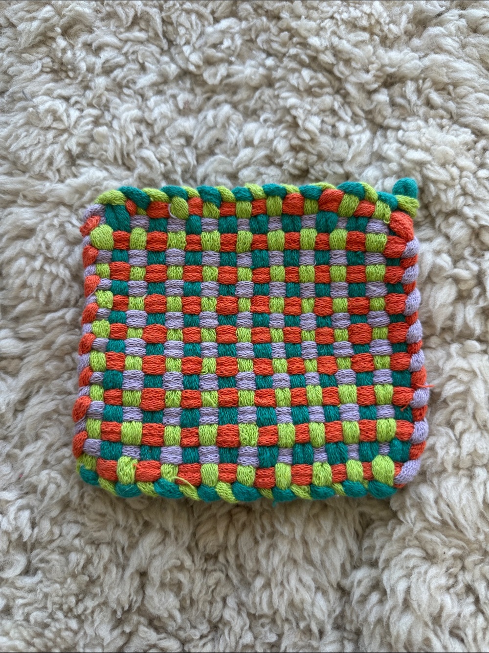 Handwoven Cotten Potholder/ Coaster- Fresh off of the Loom!